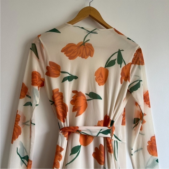 Ganni Tilden Mesh Wrap Dress in Vanilla Ice - Picture 10 of 16